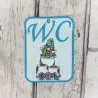 Plaque de porte "WC" brodée Gnome au choix