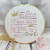 Cadre de naissance brodé - 20cm