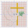 Motif de broderie "Colombe, croix et branche d'olivier"