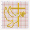 Motif de broderie "Colombe, croix et branche d'olivier"