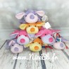 Peluche chien bicolore - plusieurs couleurs disponibles - 16cm