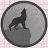 Motif de broderie "Ecusson loup hurlant" 95 x 95 mm
