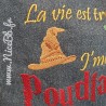Motif de broderie "J'me barre à Poudlard" 20 x 15 cm