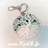 Porte-clefs "Arbre de vie" blanc/vert 6cm