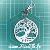 Porte-clefs "Arbre de vie" blanc/vert 6cm