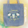 Sac en jean "J'peux pas, j'ai Mojito !" 34x35x5cm