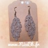 Boucles d'oreilles fantaisies "Feuillage" (taupe)