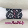 Bracelet large en broderie guipure - noir