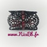 Bracelet large en broderie guipure - noir