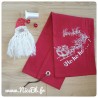 Torchon de cuisine rouge avec broderie Noël (Modèle au choix)