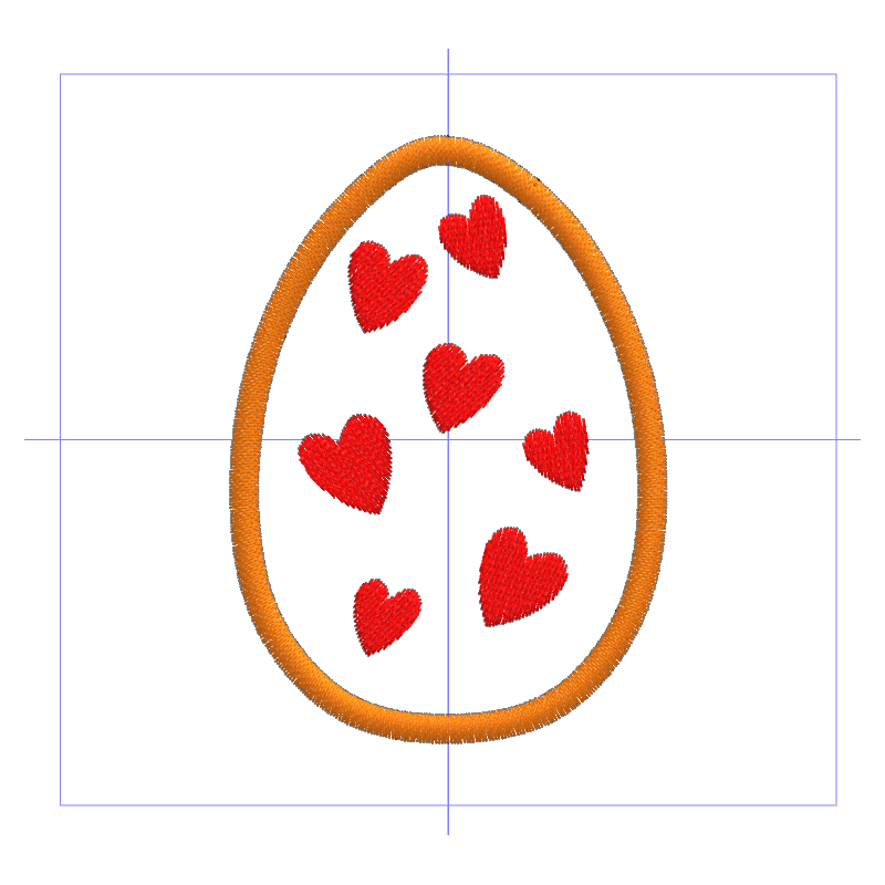 Motif de broderie Oeuf de Pâques avec coeurs