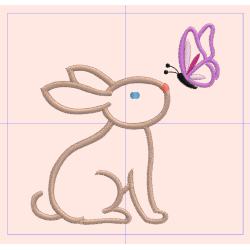 Motif de broderie "Lapin et papillon" - 83x89mm