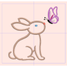 Motif de broderie "Lapin et papillon" - 83x89mm