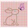 Motif de broderie "Lapin et papillon" - 83x89mm