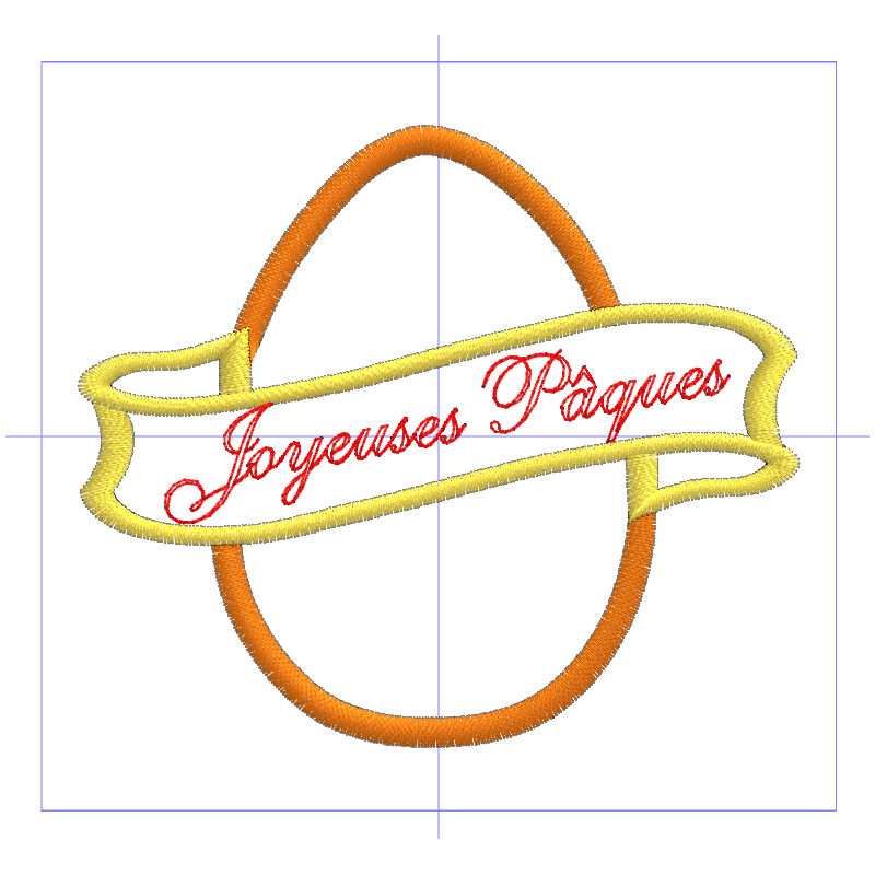 Motif de broderie Oeuf de Pâques avec ruban Joyeuses Pâques