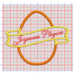 Motif de broderie Oeuf de Pâques avec ruban Joyeuses Pâques