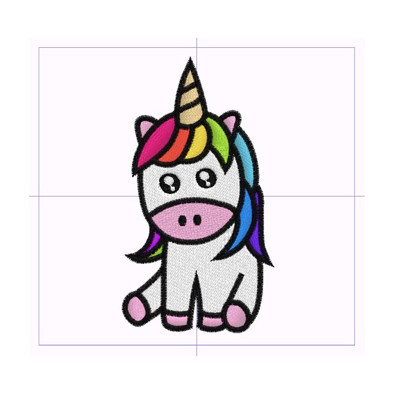 Motif de broderie Petite licorne Kawaii - 5cm x 9cm
