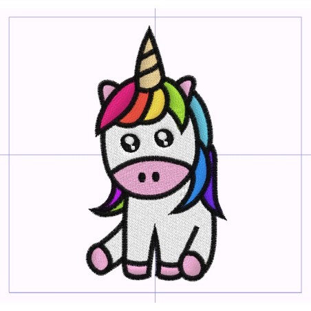 Motif de broderie Petite licorne Kawaii - 5cm x 9cm