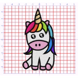 Motif de broderie Petite licorne Kawaii - 5cm x 9cm