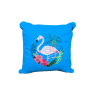 Coussin en coton bleu avec broderie "Flamant rose tropical" - 40x40cm