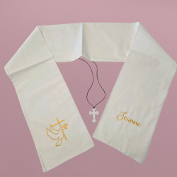 Pendentif croix en broderie fine - blanc ou noir au choix