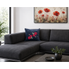 Coussin en velours avec broderie "coquelicots" - 50x50cm