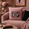 Coussin en velours brodé romantique - 50x50cm