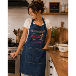Tablier de cuisine jean broderie "chocolat"