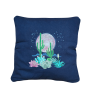 Coussin en coton bleu marine avec broderie "pleine lune dans le désert" - 40x40cm