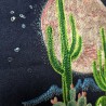 Coussin en coton bleu marine avec broderie "pleine lune dans le désert" - 40x40cm