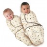 Lot de 2 couvertures d'emmaillotage Swaddle Me en coton (1 motifs singes+1 motifs pois)